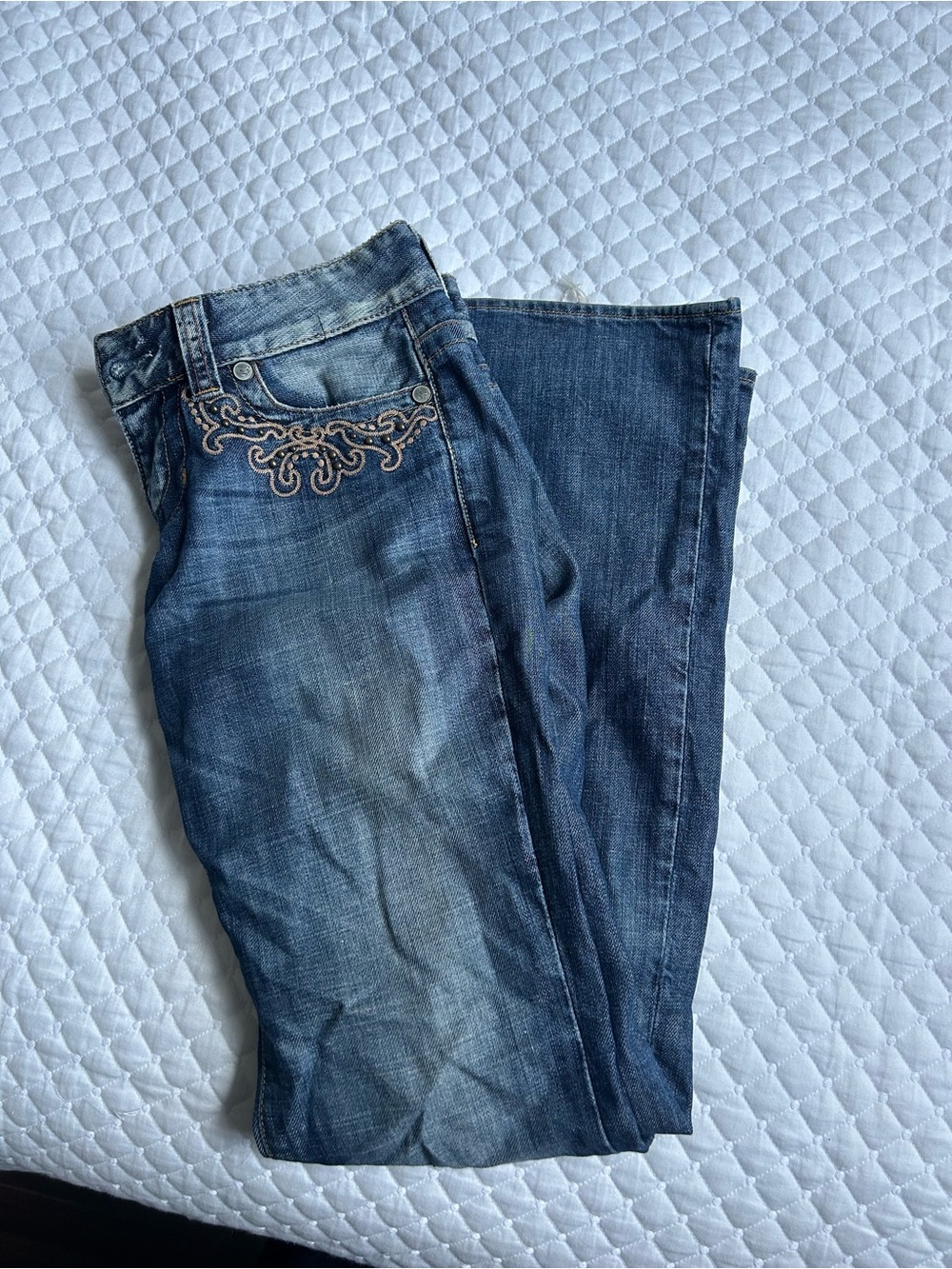 Guess Dark Blue Embroidered Bootcut Jeans - Picture 2 of 4